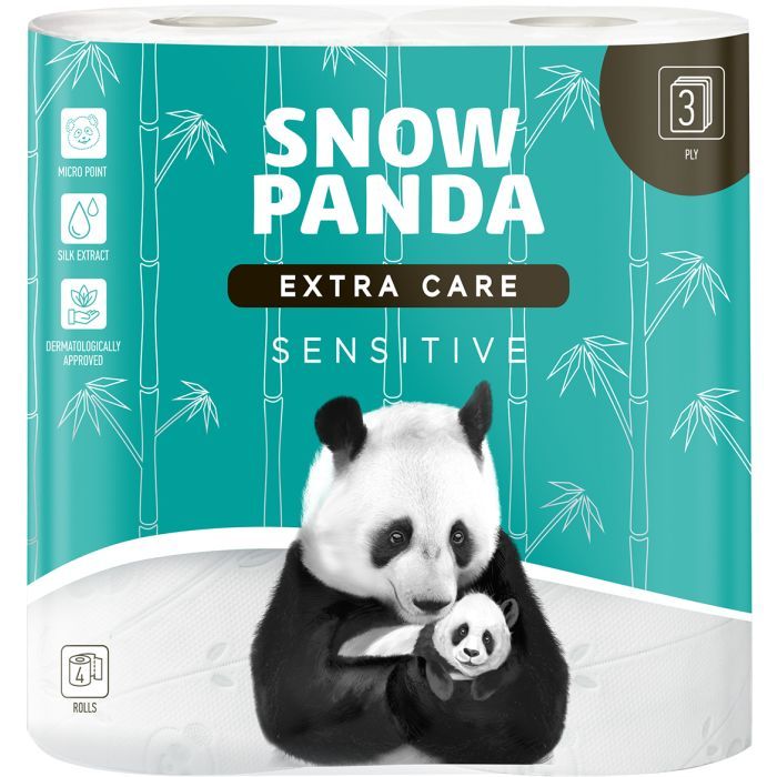 Туалетная бумага Сніжна Панда Extra Care Sensitive 3 слоя 4 рулона (4820183970671)