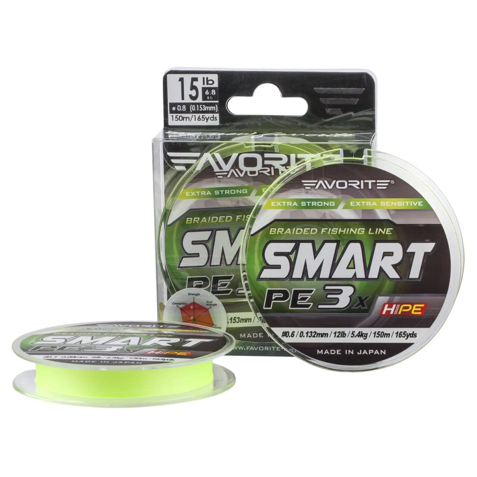 Шнур Favorite Smart PE 3x 150м 0.6/0.132mm 12lb/5.4kg Light Green (1693.10.66)