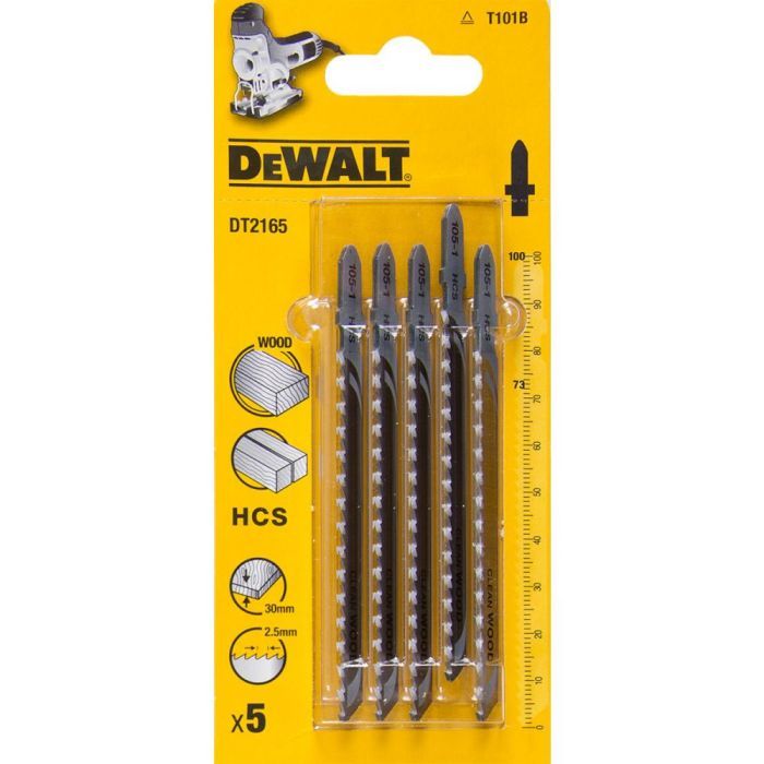 Полотно DeWALT для электролобзика, по древесине, прямой, L=100, WL=73, 2.5 мм, 5 шт (DT2165)