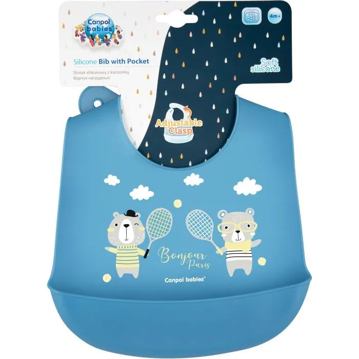 Нагрудничек Canpol babies Bonjour Paris силиконовый с карманом синий (74/027_blu) изображение 2