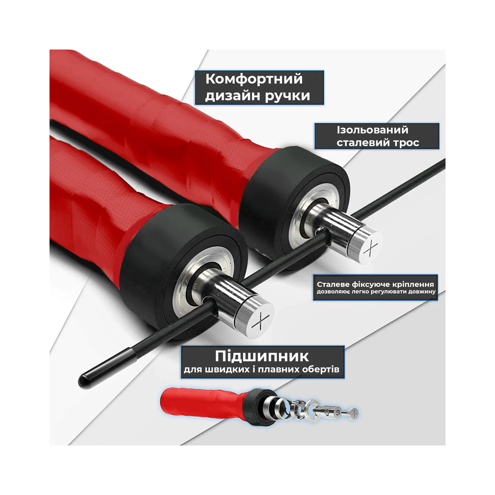 Скакалка PowerPlay 4208 швидкісна Червона (PP_4208_Red) изображение 3