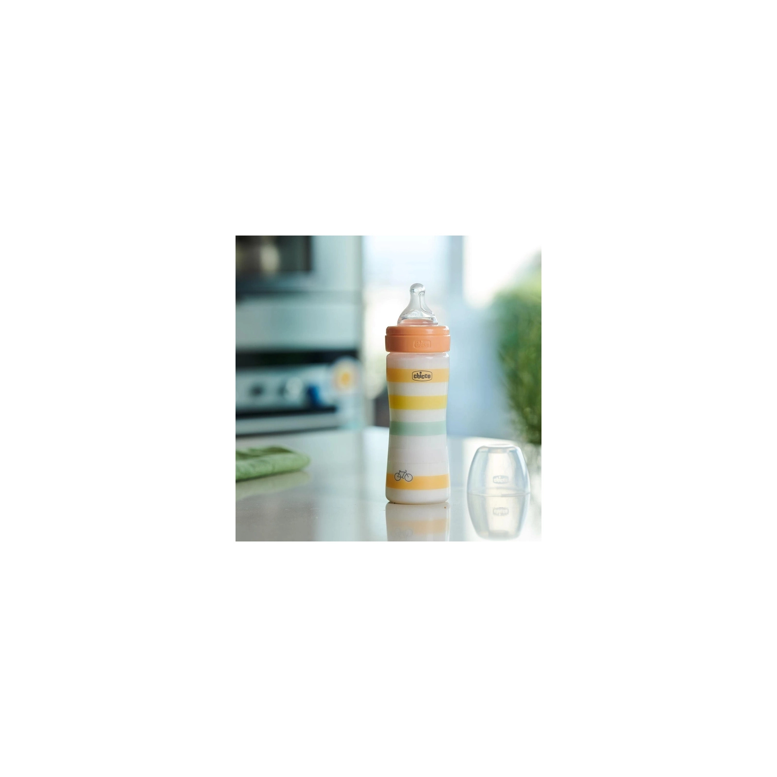 Пляшечка для годування Chicco Well-Being Colors з силіконовою соскою 2м+ 250 мл Помаранчева (28623.31) зображення 2