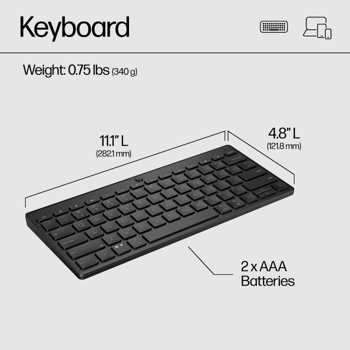 Клавіатура HP 350 Compact Multi-Device Bluetooth UA White (692T0AA) зображення 8