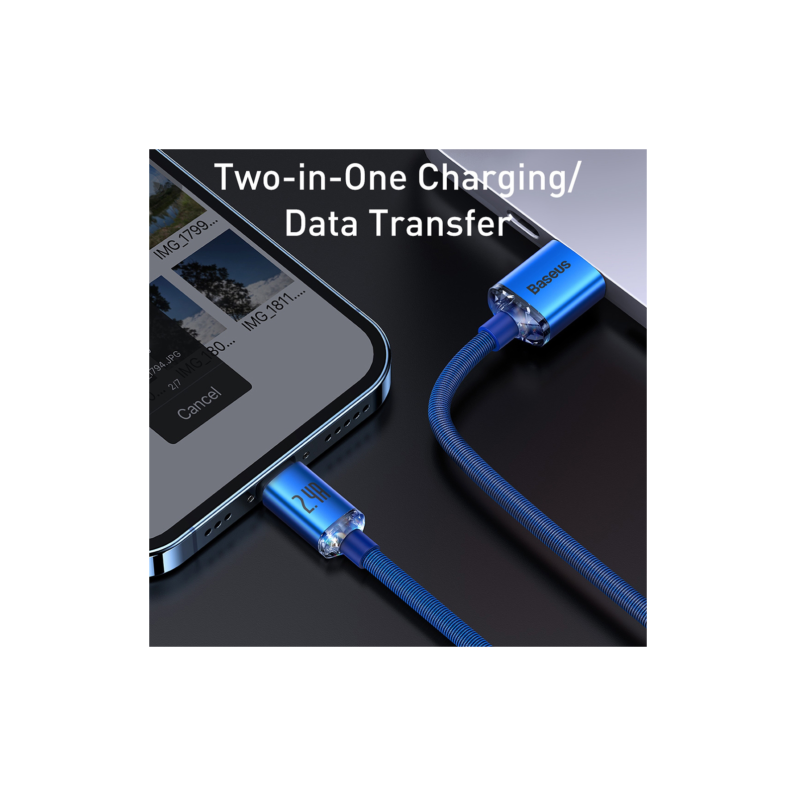 Дата кабель USB 2.0 AM to Lightning 1.2m 2.4A Purple Baseus (948087) зображення 4