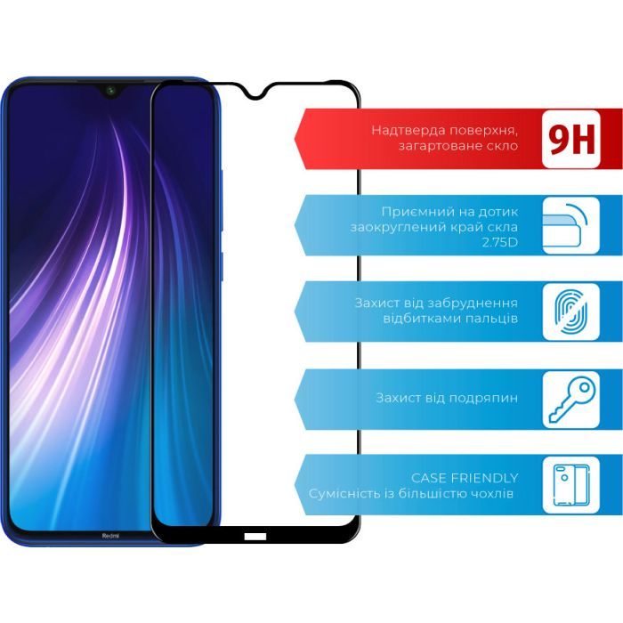 Стекло защитное ACCLAB Full Glue Xiaomi Redmi Note 8 (1283126508752) изображение 2