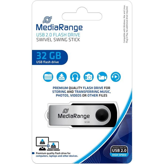 USB флеш накопичувач Mediarange 32GB Black/Silver USB 2.0 (MR911) зображення 3
