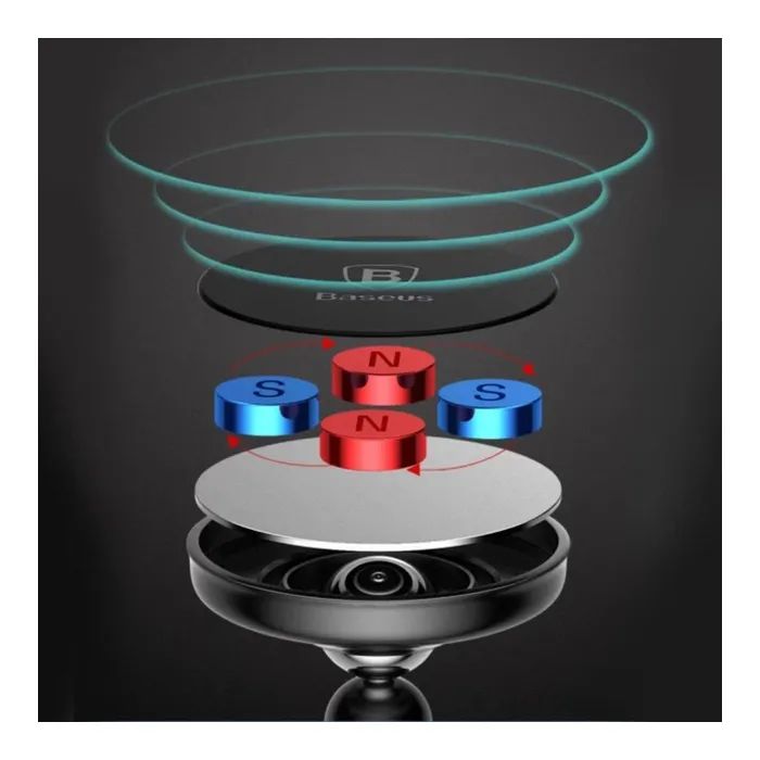 Універсальний автотримач Baseus Magnetic Bullet An on-board (клейка стртрічка) black (SUYZD-01) зображення 6