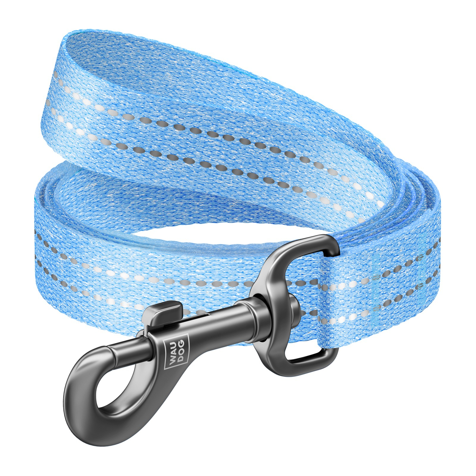 Повідок для собак WAUDOG Re-cotton світловідбивний M Ш 20 мм Д 500 см блакитний (40152)