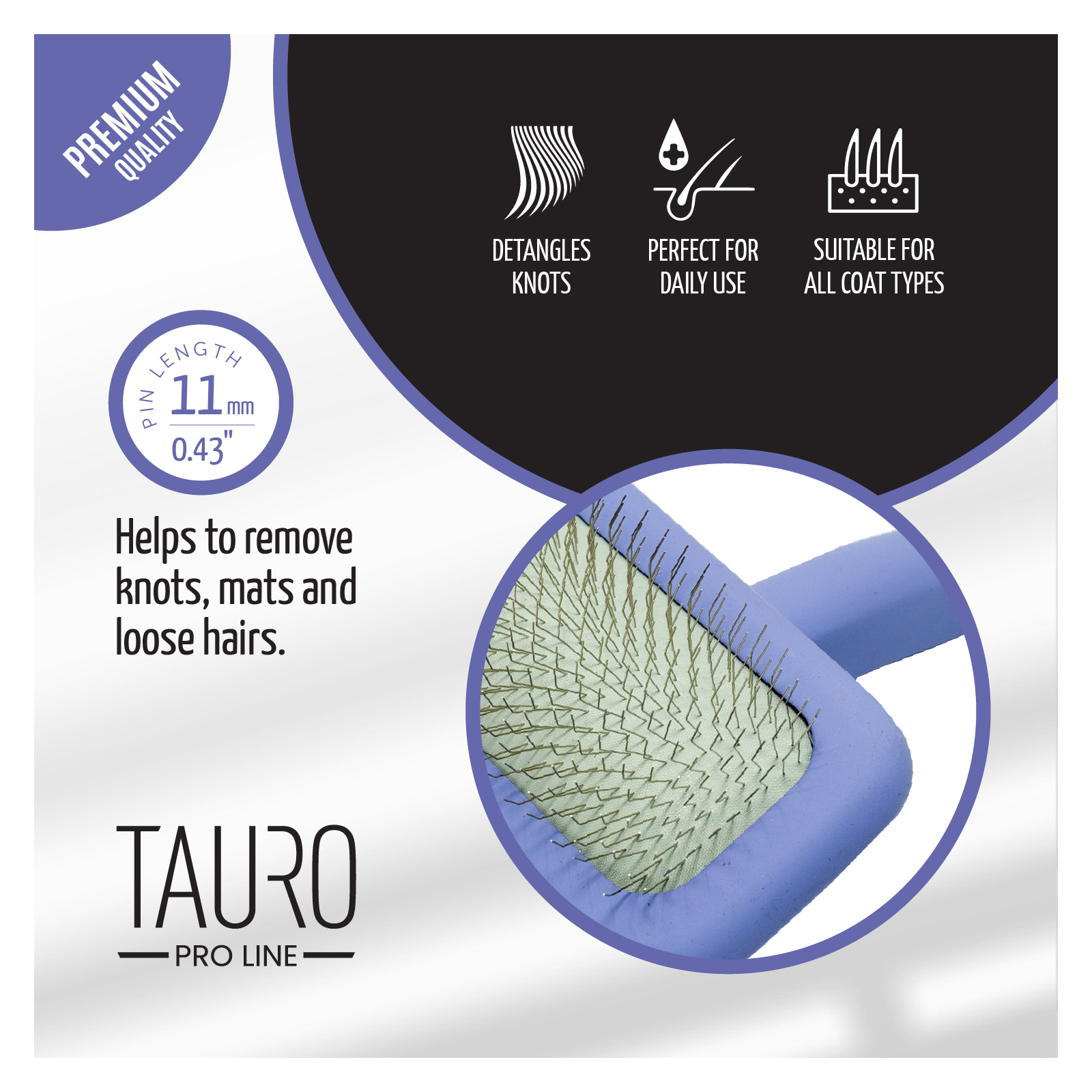 Расческа для животных Tauro Pro Line прямоугольный S, зубцы 11 мм purple (TPLB63544) изображение 5