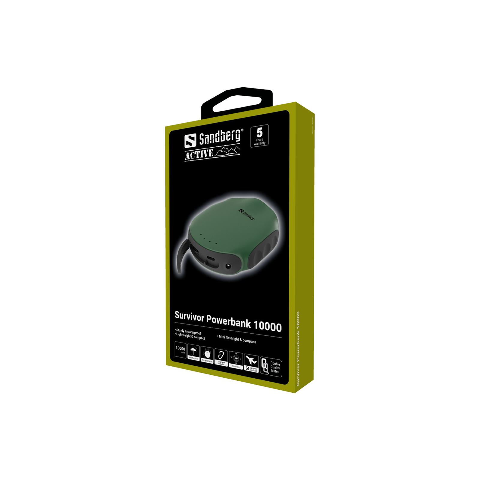 Батарея универсальная Sandberg 10000mAh, Survivor, USB*2, мини-компас, мини-фонарик (420-60) изображение 2