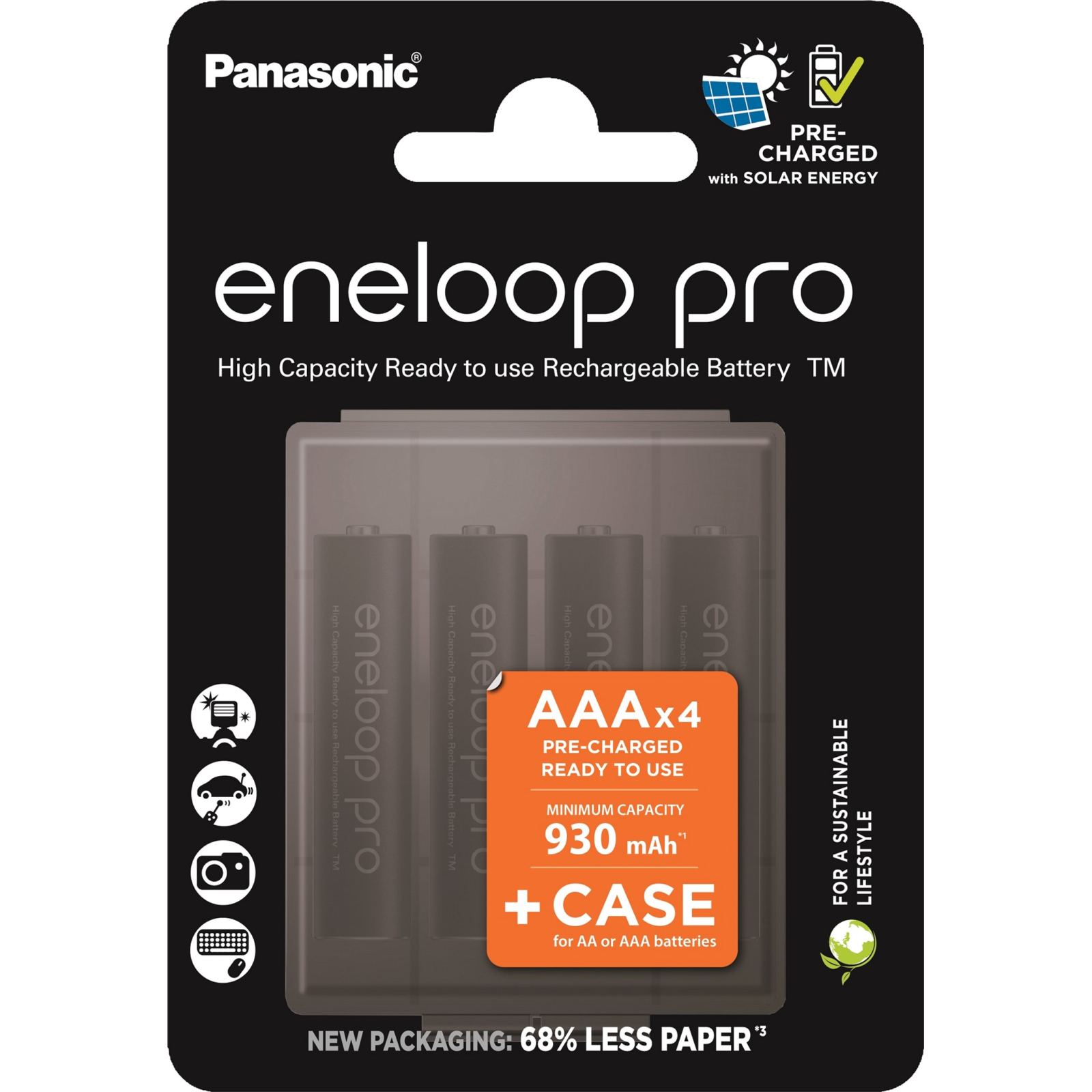 Аккумулятор Panasonic AA Eneloop 2500mAh Pro NI-MH * 4 + Сase (BK-3HCDEC4CP)