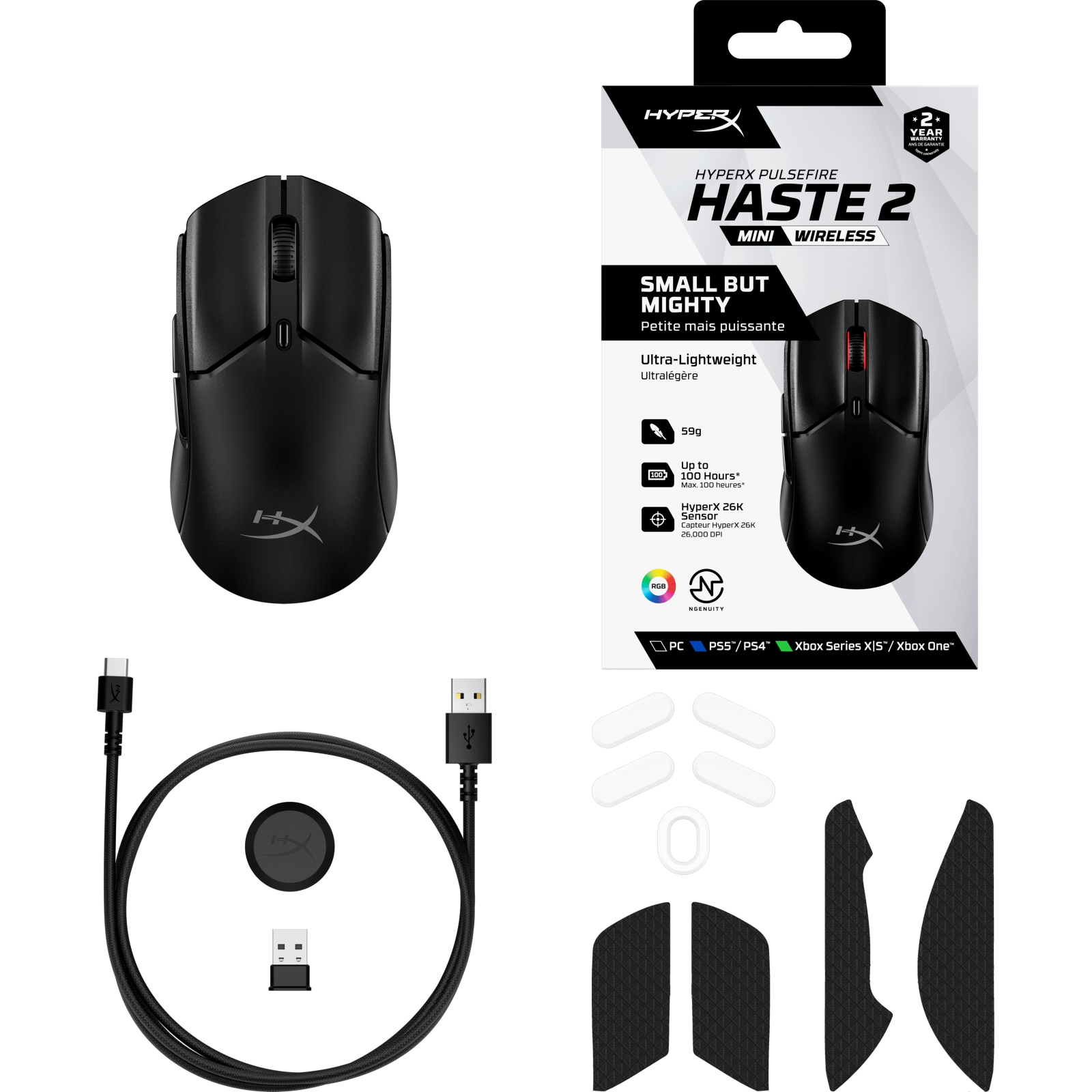 Мишка HyperX Pulsefire Haste 2 Mini Wireless Black (7D388AA) зображення 7