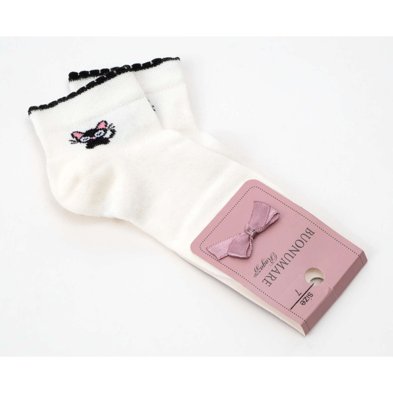 Шкарпетки дитячі BNM з котиком (M0C0201-0138-5G-white) зображення 2