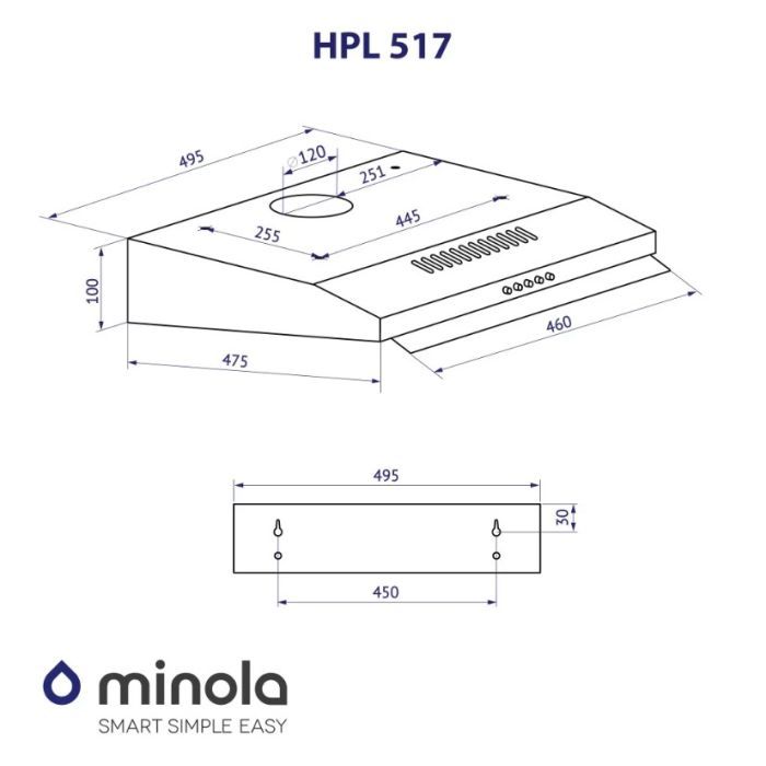 Вытяжка кухонная Minola HPL 517 WH изображение 11