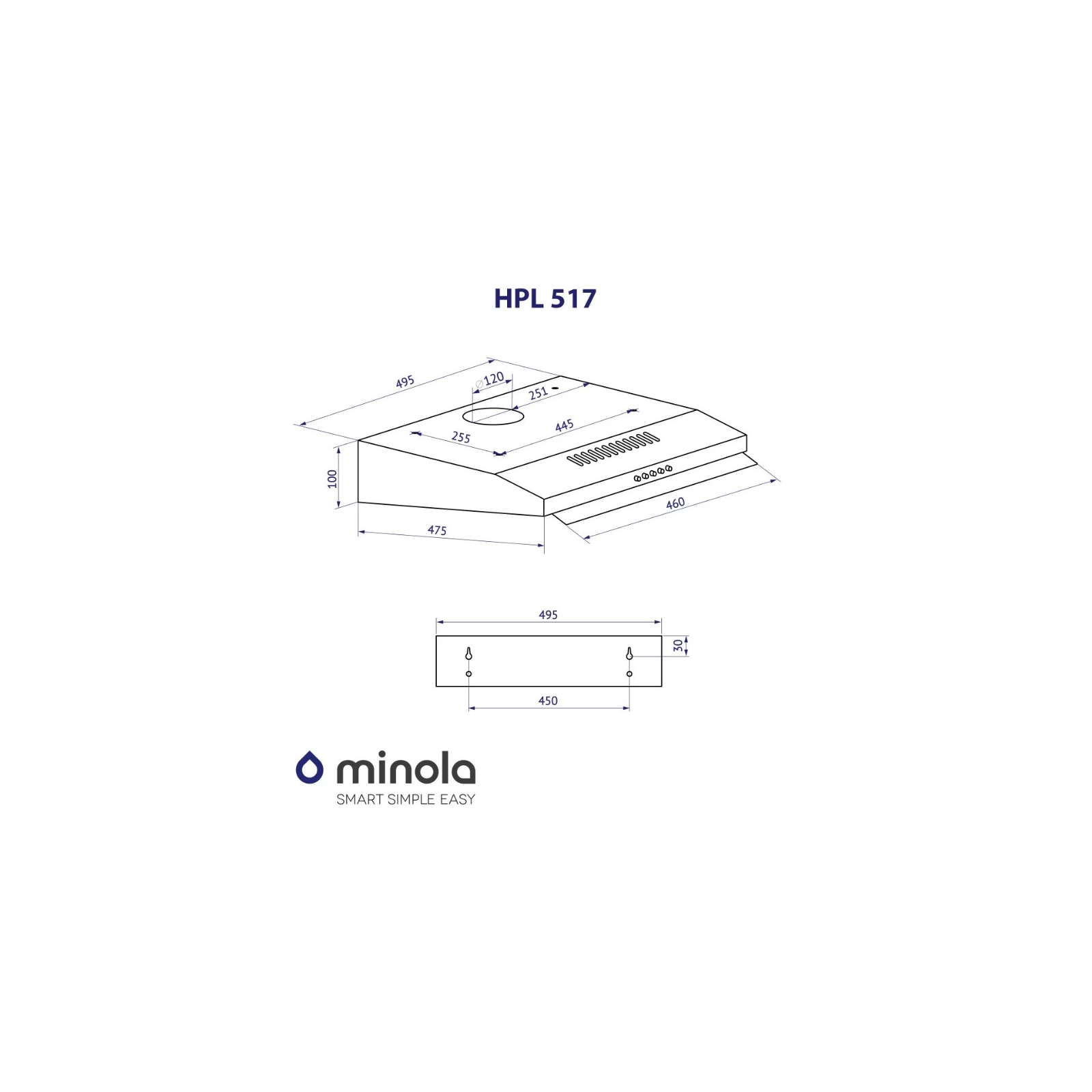 Вытяжка кухонная Minola HPL 517 WH изображение 11