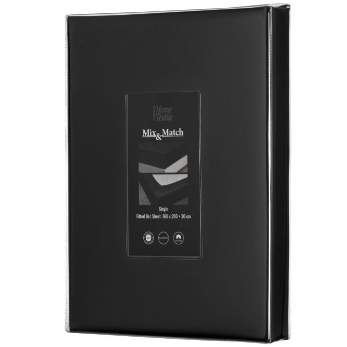 Простирадло Ardesto на резинці Mix&Match Premium, 100% бавовна, сатин чорний 180х200+30 см (ART1820FSL) зображення 12