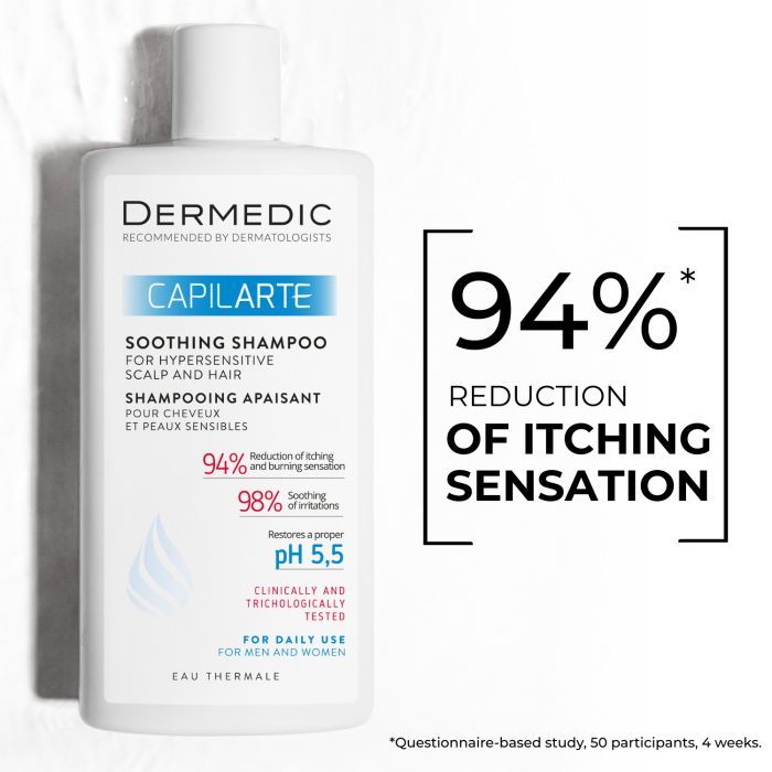 Шампунь Dermedic Capilarte Успокаивающий для волос и гиперчувствительной кожи головы 300 мл (5901643174217) изображение 5