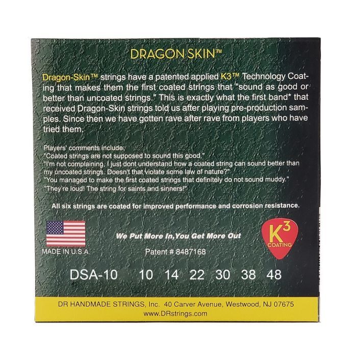 Струни для гітари DR Strings DRAGON SKIN Acoustic - Extra Light (10-48) (DSA-10) зображення 3