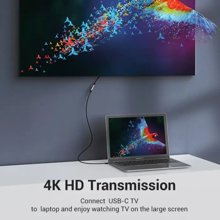 Дата кабель USB-C M/F 1.0m Thunderbolt 3 60W (20V/3A) 4K60HZ Vention (TABHF) зображення 7