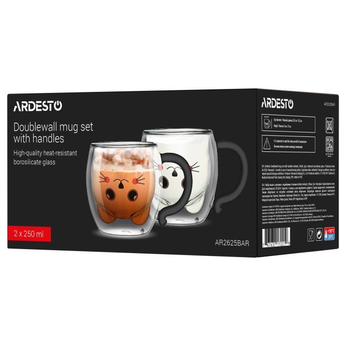 Набор чашек Ardesto Animals BAR 250 мл 2 шт прозорий (AR2625BAR) изображение 4