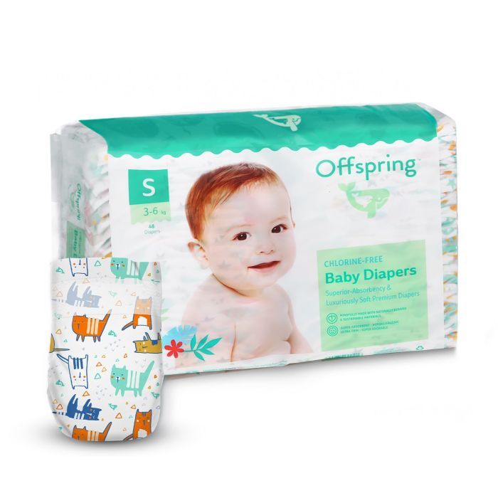 Подгузники Offspring Cat Размер S 3-6 кг 48 шт (DP-OI-FAT-S48P-MTC)