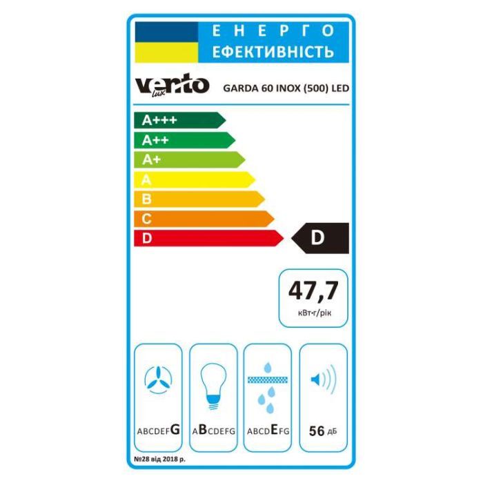 Витяжка кухонна Ventolux GARDA 60 INOX (500) LED зображення 8