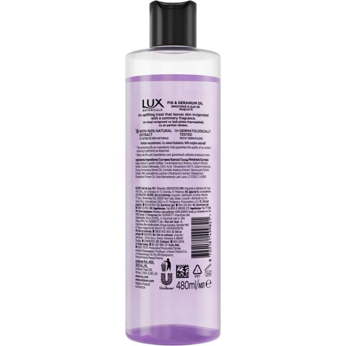 Гель для душа Lux Botanicals Инжир и масло герани 480 мл (8720181499821) изображение 2