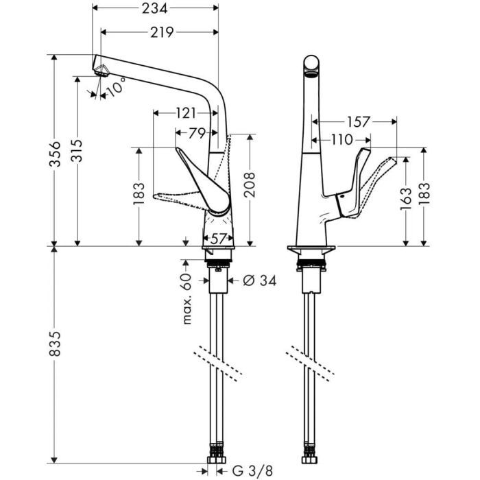 Смеситель Hansgrohe Metris , KM320, хром (14822000) изображение 2