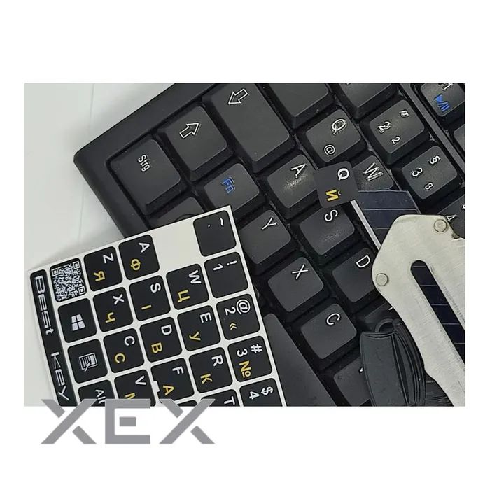 Наклейка на клавіатуру BestKey непрозора чорна, 76, жовтий (BKU13YEL/012) зображення 2
