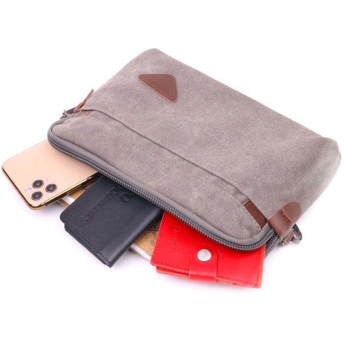 Сумка Vintage Из текстиля Серая (21259) изображение 8