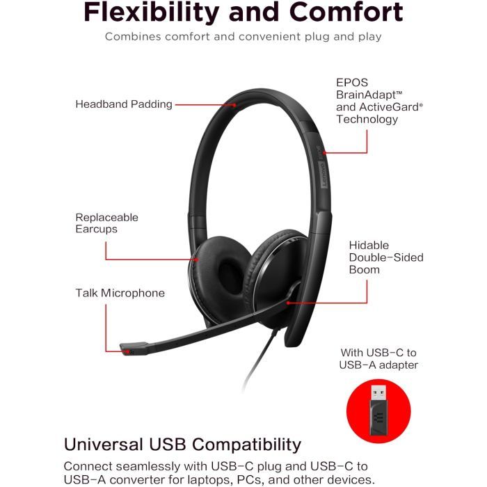 Наушники Lenovo Wired ANC Headset Gen 2 (Teams) Black (4XD1M45627) изображение 2