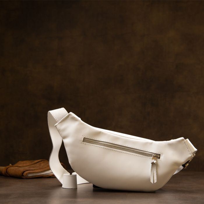 Сумка Grande Pelle Шкіряна на пояс Біла (11356) зображення 8