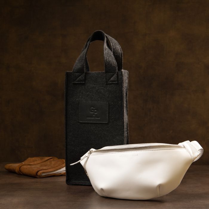 Сумка Grande Pelle Шкіряна на пояс Біла (11356) зображення 9