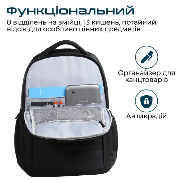 Рюкзак для ноутбука Promate 15.6" Rebel-BP Black (rebel-bp.black) изображение 3