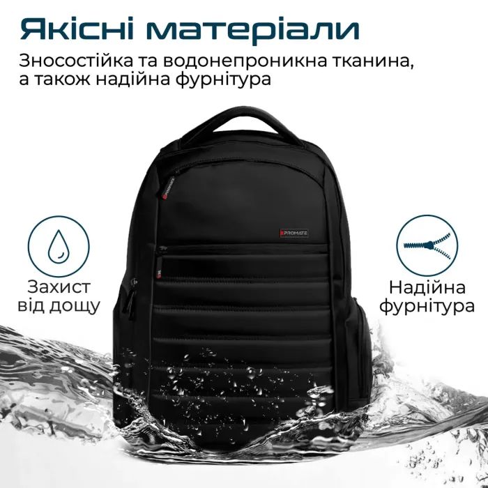 Рюкзак для ноутбука Promate 15.6" Rebel-BP Black (rebel-bp.black) изображение 6