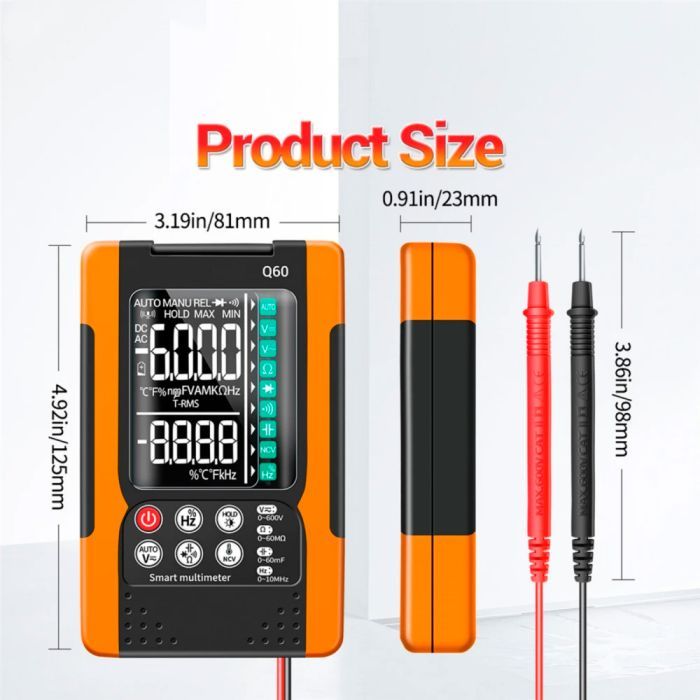 Цифровой мультиметр ANENG AN-Q60, V, A, R, C, T, F (AN-Q60) изображение 2