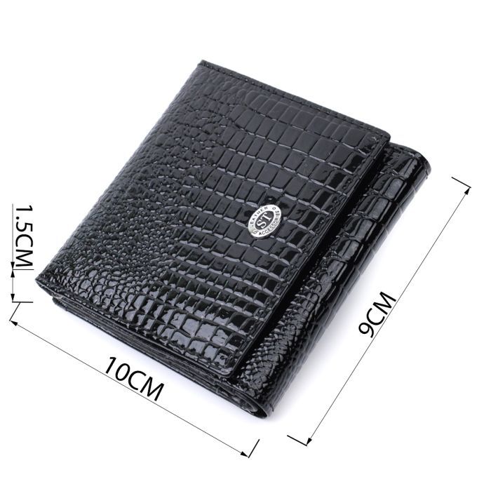 Гаманець ST Leather З натуральної лакованої шкіри Чорний (22688) зображення 3