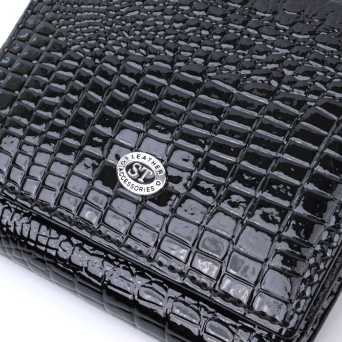 Гаманець ST Leather З натуральної лакованої шкіри Чорний (22688) зображення 5