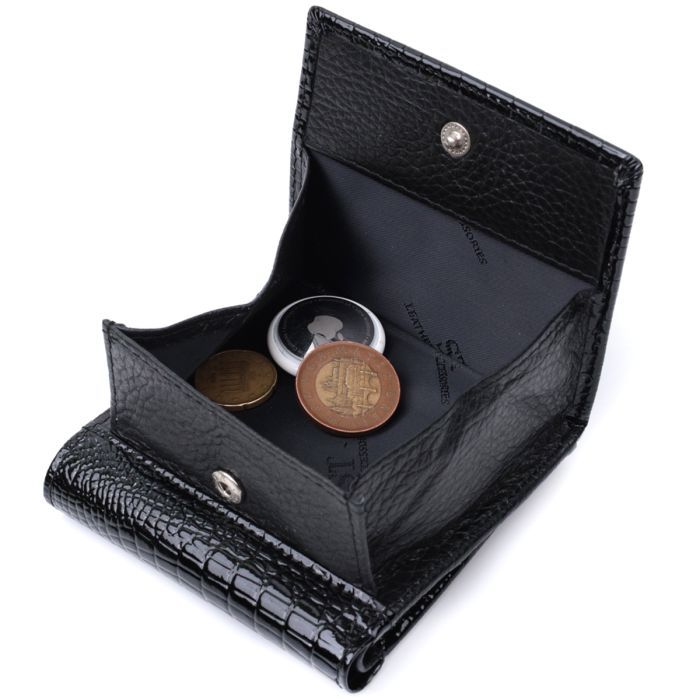 Гаманець ST Leather З натуральної лакованої шкіри Чорний (22688) зображення 8