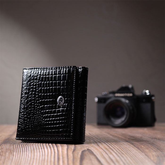 Гаманець ST Leather З натуральної лакованої шкіри Чорний (22688) зображення 9