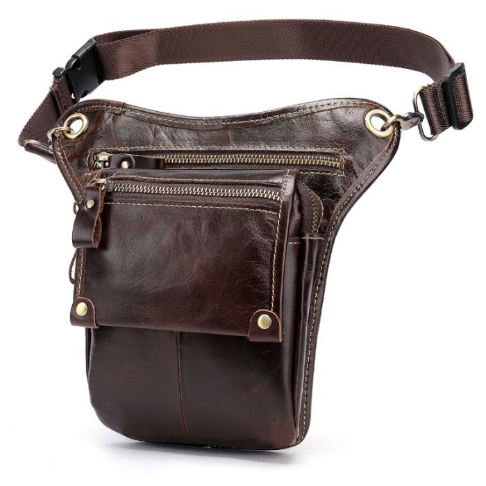 Сумка Vintage На пояс кожаная Коричневая (20013) изображение 4