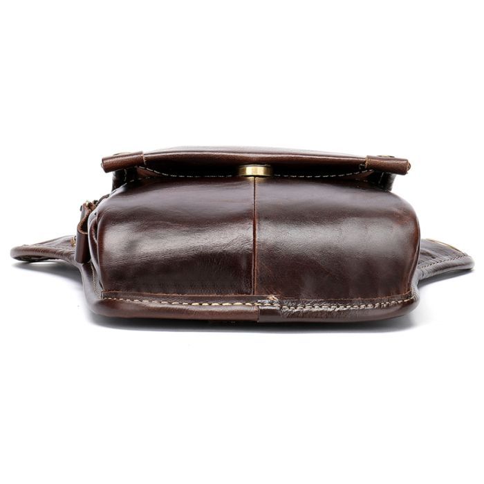 Сумка Vintage На пояс кожаная Коричневая (20013) изображение 6