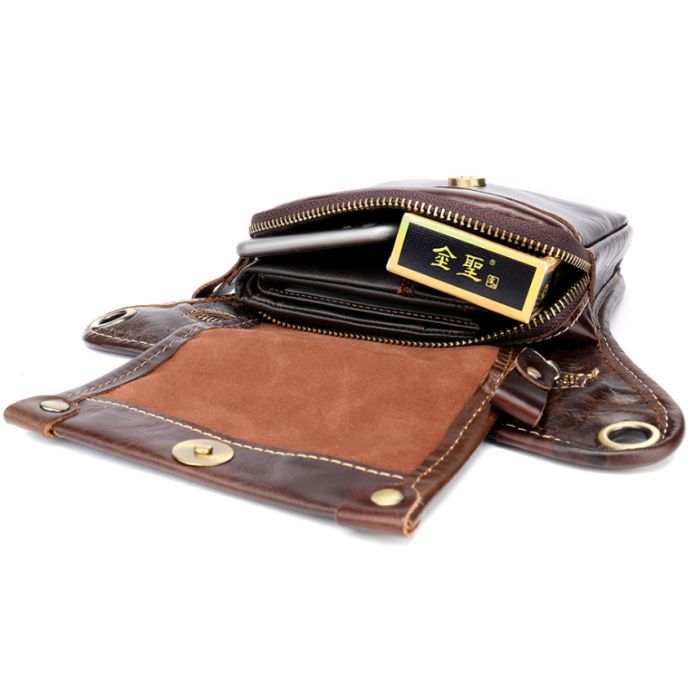 Сумка Vintage На пояс кожаная Коричневая (20013) изображение 8