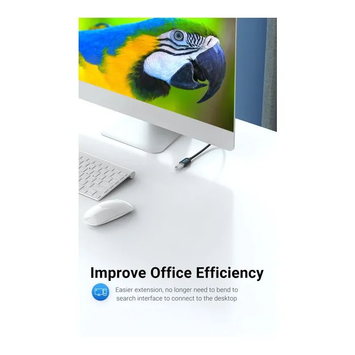 Дата кабель USB 2.0 AM/AF 2.0m black Vention (CBHBH) зображення 4