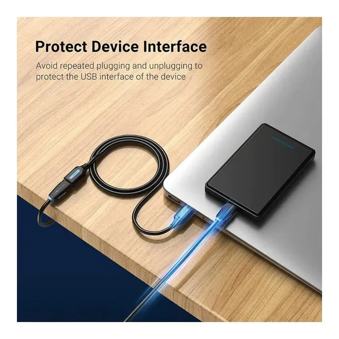 Дата кабель USB 2.0 AM/AF 2.0m black Vention (CBHBH) зображення 9