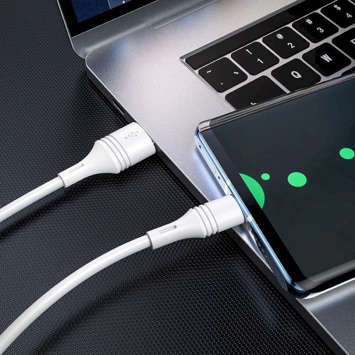 Дата кабель USB 2.0 AM to USB-C 1.0m 3A PVC BX43 white BOROFONE (6931474735607) изображение 4