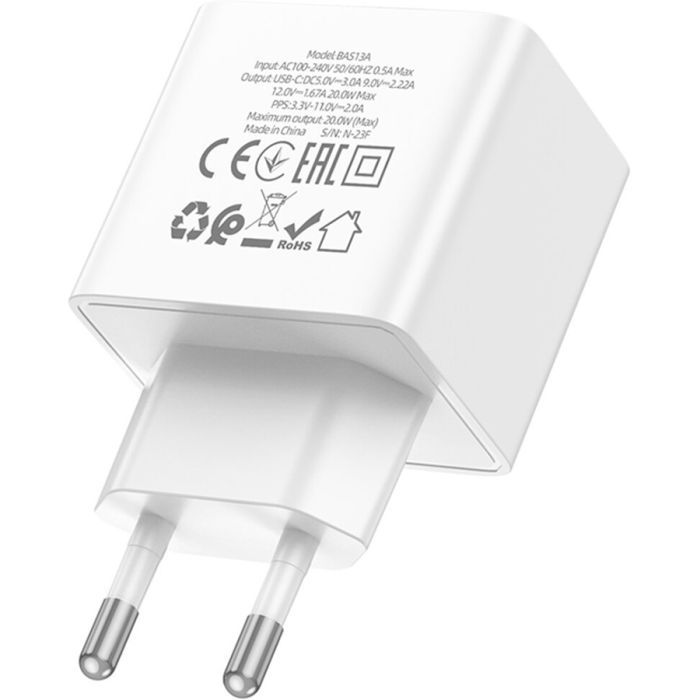 Зарядное устройство BOROFONE BAS13A Erudite USB-C PD20W White (6941991104862) изображение 3