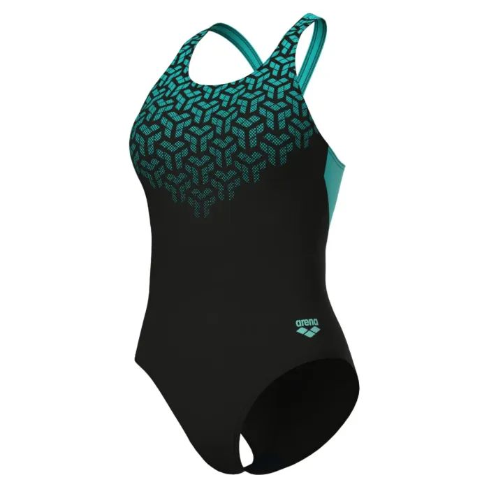 Купальник Arena Kikko V Swimsuit V Back Graphi 006650-508 чорний, зелений 40 (3468337490517) изображение 4