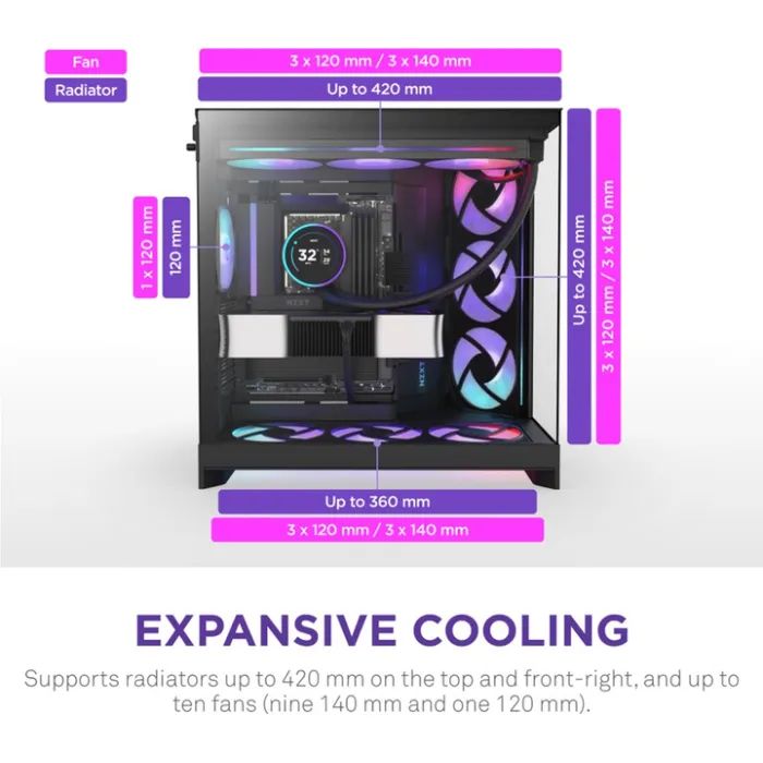Корпус NZXT H9 Flow RGB Dual-Chamber All Black (CM-H92FB-R1) зображення 4