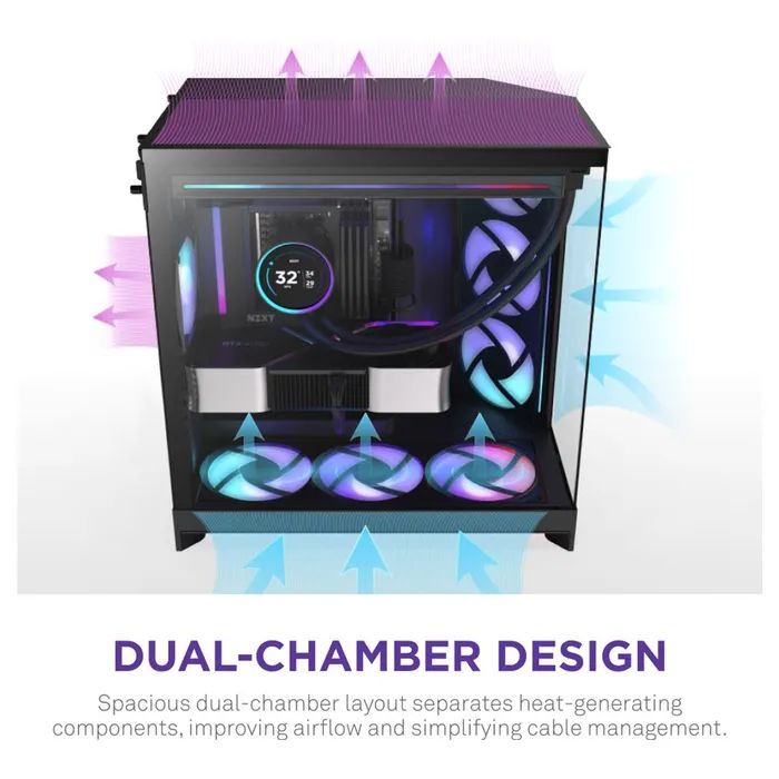 Корпус NZXT H9 Flow RGB Dual-Chamber All Black (CM-H92FB-R1) зображення 6